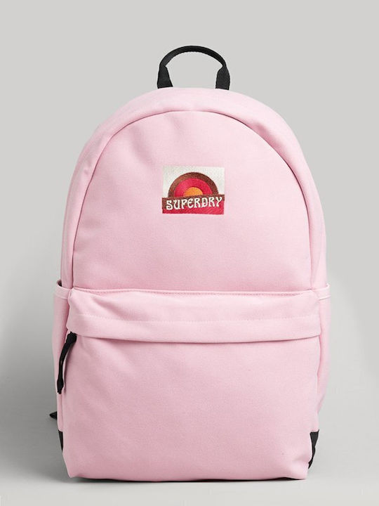 Superdry Rainbow Patch Montana Σχολική Τσάντα Πλάτης Γυμνασίου - Λυκείου Ροζ με Θήκη για Παγούρι 18lt