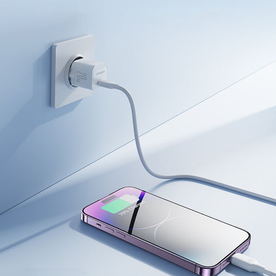 Joyroom Charger with USB-C Port and Cable USB-C - Lightning 20W Power Delivery Whites (JR-TCF02)