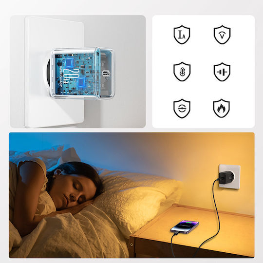 Joyroom Φορτιστής με Θύρα USB-C και Καλώδιο USB-C - Lightning 20W Power Delivery Μαύρος (JR-TCF06)