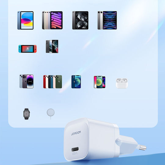 Joyroom Φορτιστής Χωρίς Καλώδιο με Θύρα USB-C 20W Power Delivery Λευκός (JR-TCF02)