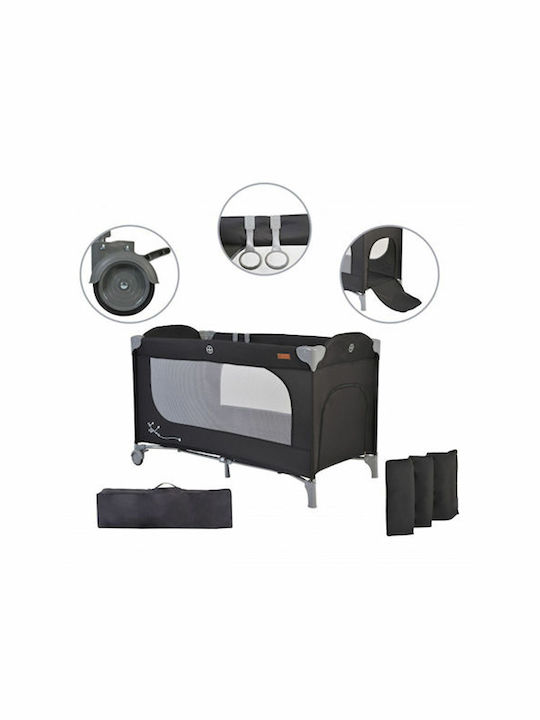 Cangaroo Skyglow Playpen with Mattress Black 125x62cm