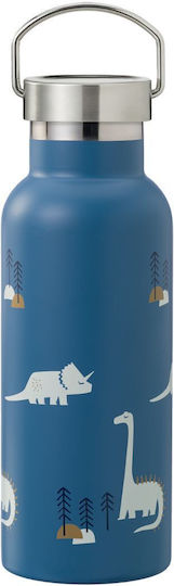 Fresk Kids Water Bottle Thermos Dinosaur Stainless Steel with Straw Blue 500ml