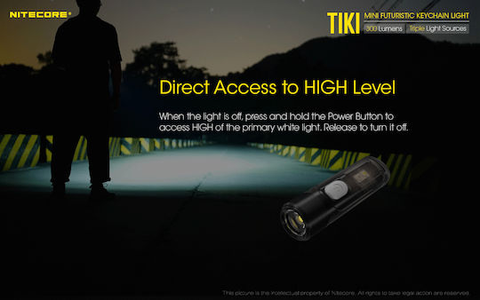 NiteCore Επαναφορτιζόμενος Φακός Μπρελόκ LED IP66 με Μέγιστη Φωτεινότητα 300lm TIKI