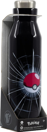 Pokemon Παιδικό Παγούρι Θερμός Σιλικόνης με Βιδωτό Καπάκι Non Spill Μαύρο 580ml