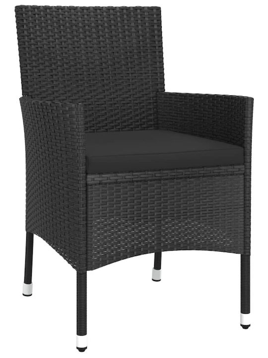Outdoor Dining Set 9 Pieces Black with Pillows