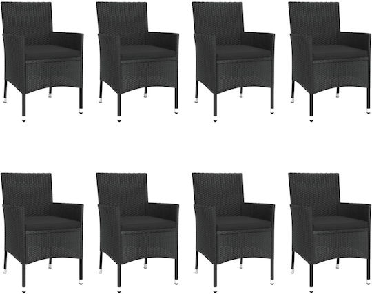 Garten- und Outdoor-Möbelsets Speisesaal 9 Stück Schwarz mit Kissen