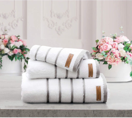 Makis Tselios Home Bath Towel Set 2pcs Prive White Weight 600gr/m²
