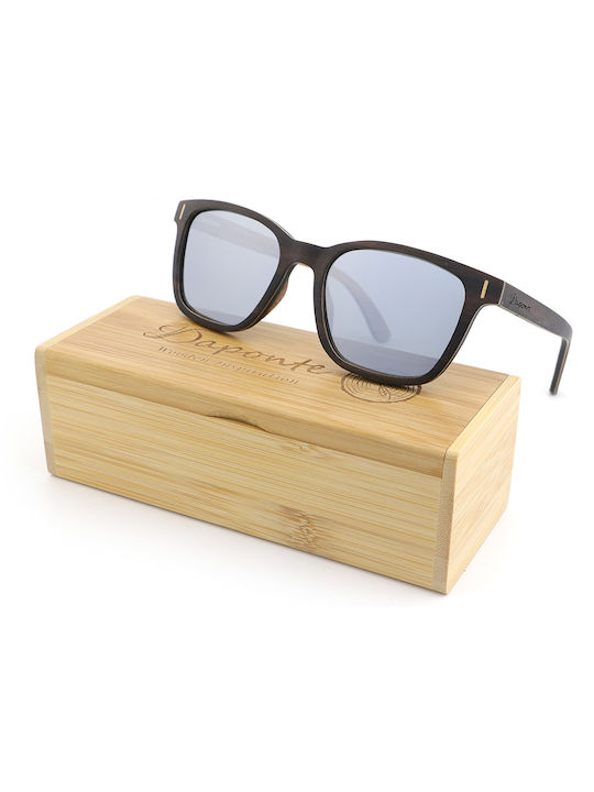 Daponte Unisex Sunglasses with Brown Wooden Frame and Gray Polarized Lens DAP298ME#6