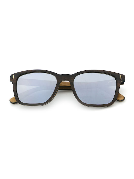 Daponte Unisex Sunglasses with Brown Wooden Frame and Gray Polarized Lens DAP298ME#6
