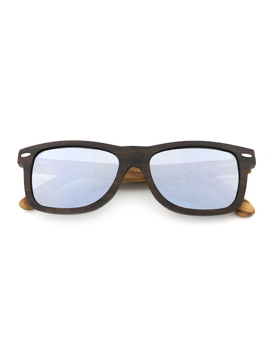 Daponte Unisex Sunglasses with Gray Wooden Frame and Gray Polarized Lens DAP008EPA#6