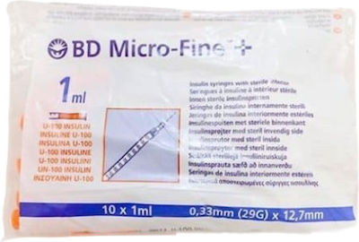 BD Micro-fine Σύριγγες Ινσουλίνης 29G x 12.7mm 1ml 10τμχ