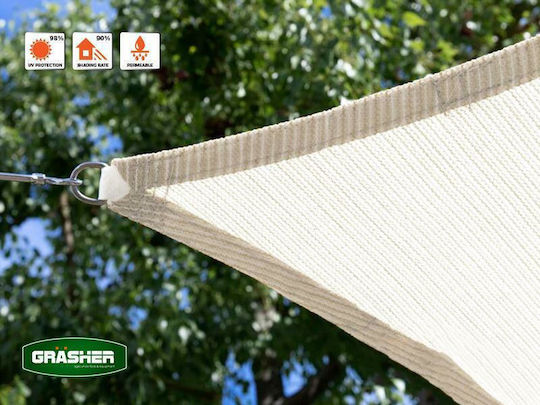 Grasher 95- Triangle Shade Sail Ecru With Hoop 5m 180gr/m² Perforated