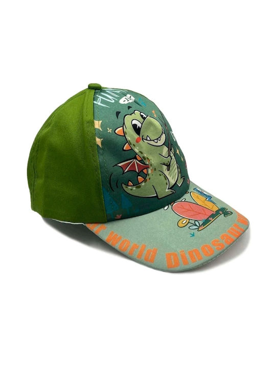 Children's fabric jockey hat prasino-khaki with dinosaur 52-54cm (4-11 years old) (tatu moyo)