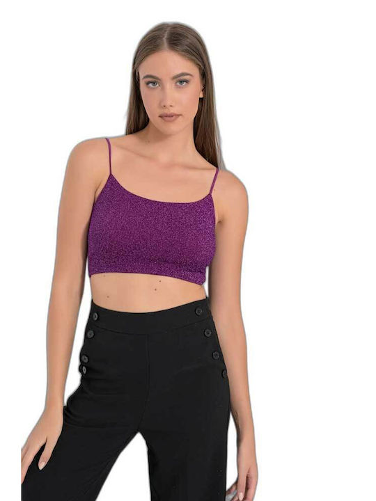 Fullah Sugah Women's Crop Top with Straps Pink