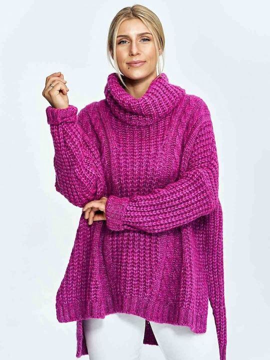 Figl M892 Women's Long Sleeve Sweater Woolen Turtleneck Purple