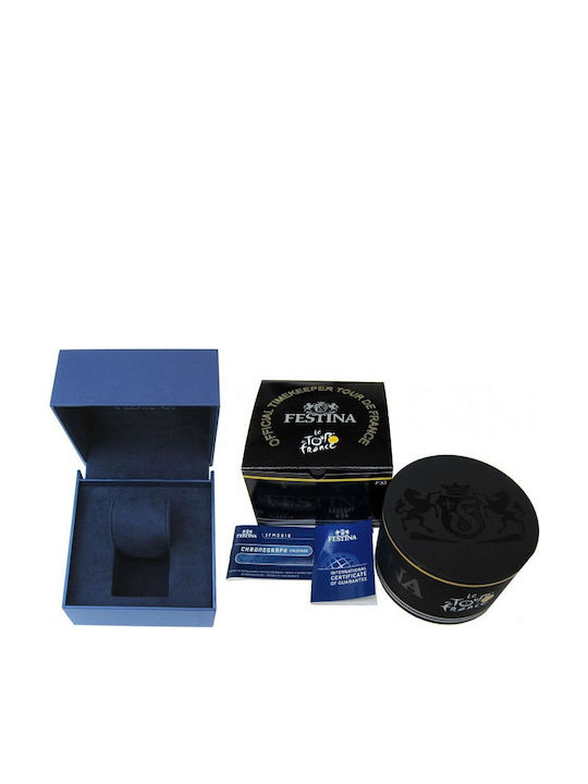 Festina Ανδρικό Ρολόι 38mm Χρονογράφος Μπαταρίας με Χρυσό Μεταλλικό Μπρασελέ