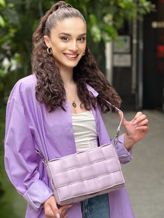 Set Leather Women's Bag Handbag Lilac