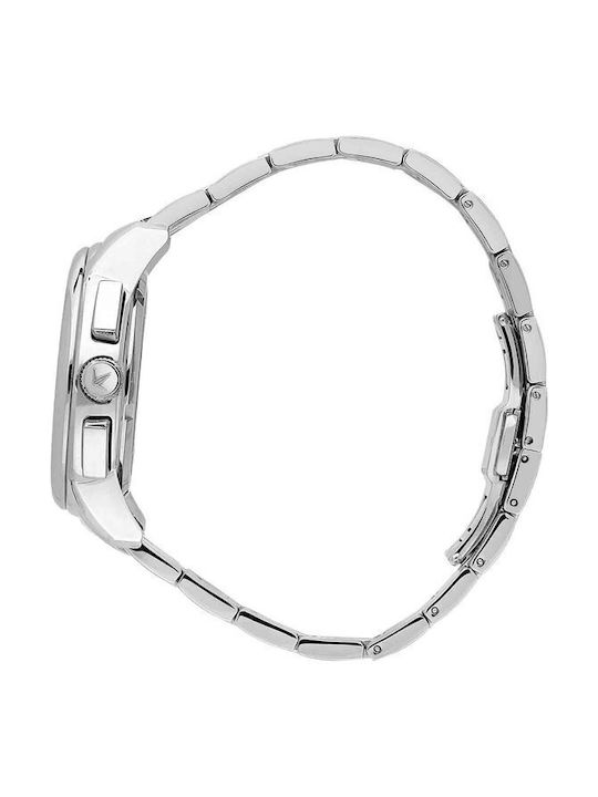 Herrenuhr 42mm Chronograph Batterie mit Rostfreiem Stahlarmband Blau/Silber