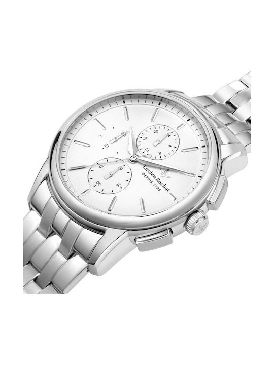 Men's Watch 42mm Chronograph Battery with Stainless Steel Bracelet White/Silver