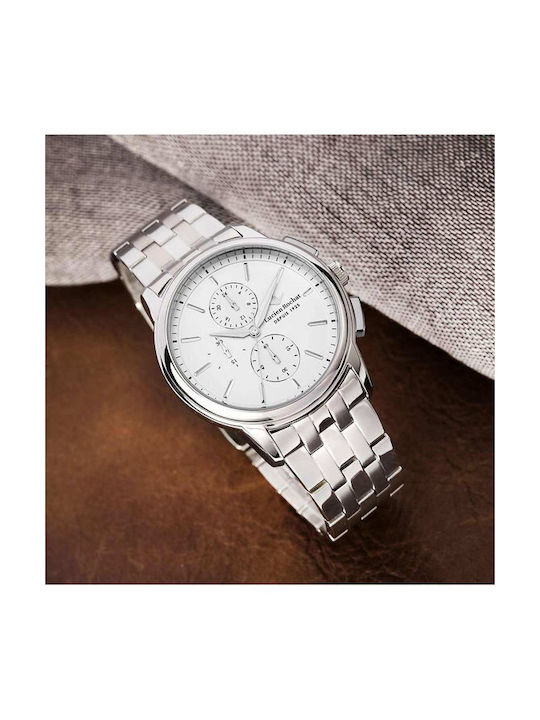 Men's Watch 42mm Chronograph Battery with Stainless Steel Bracelet White/Silver