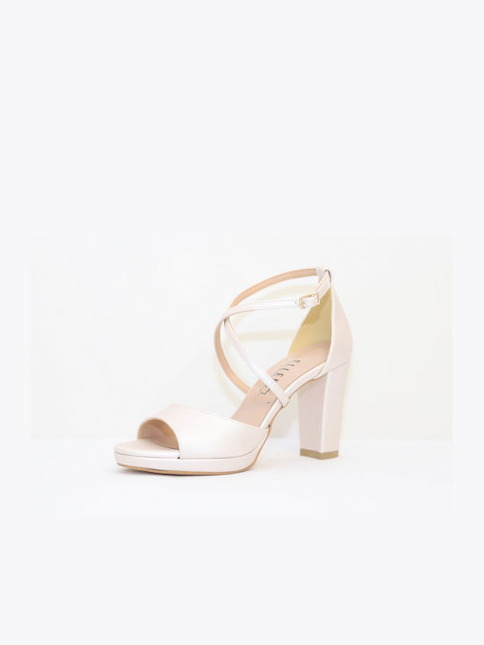 Ellen Damen Sandalen mit Chunky hohem Absatz Pearl