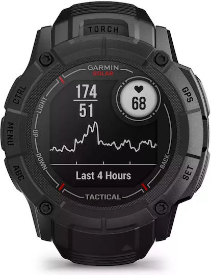 Garmin Instinct 2X Solar Tactical 50mm Αδιάβροχο Smartwatch με Παλμογράφο (Black)