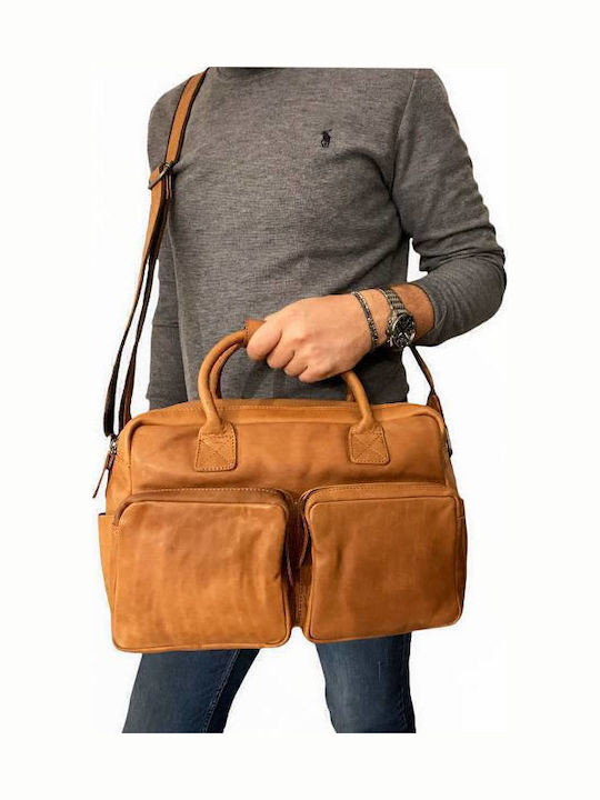 Leder Herrentasche Schulter / Crossbody Tabac Braun