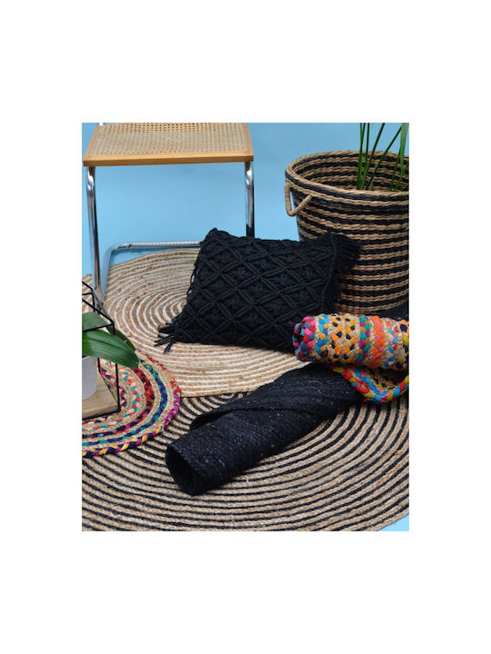 Pennie Rug Outdoor Round Wicker Black