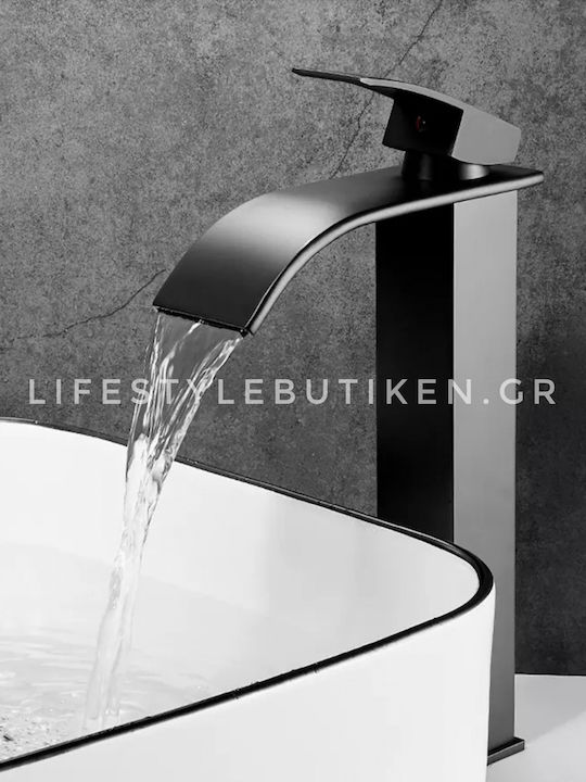 Naron Mischung Waschbeckenarmatur Wasserfall Große Schwarze