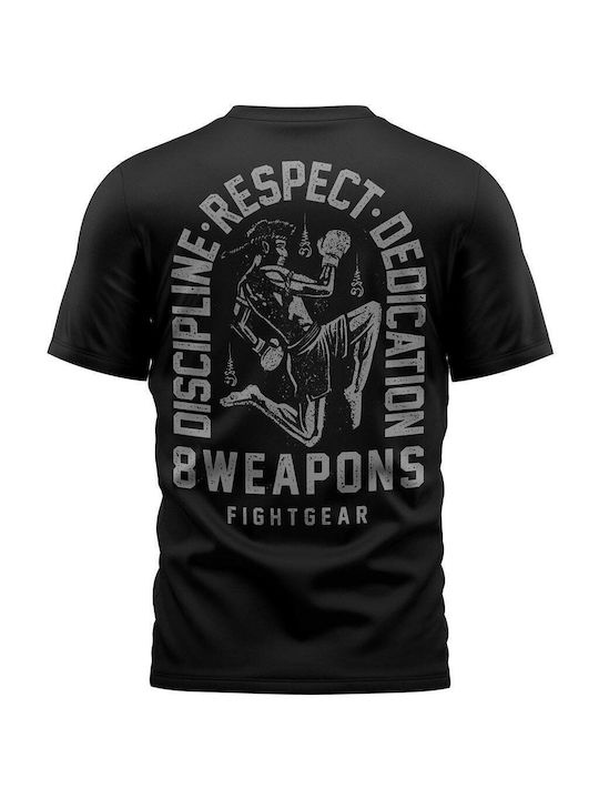 Baumwoll-Trainingshemd 8 Waffen Muay Thai Grabstein - Schwarz