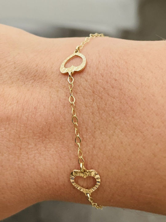 14K Gelbgold Herzen Armband