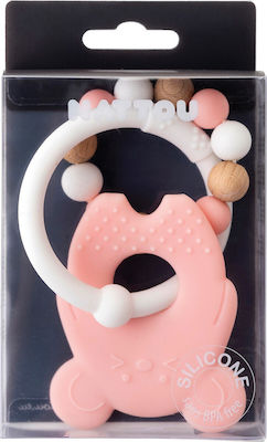 Nattou Mouse Teething Rattle made of Silicone for 0 m+ White-Pink 1pcs