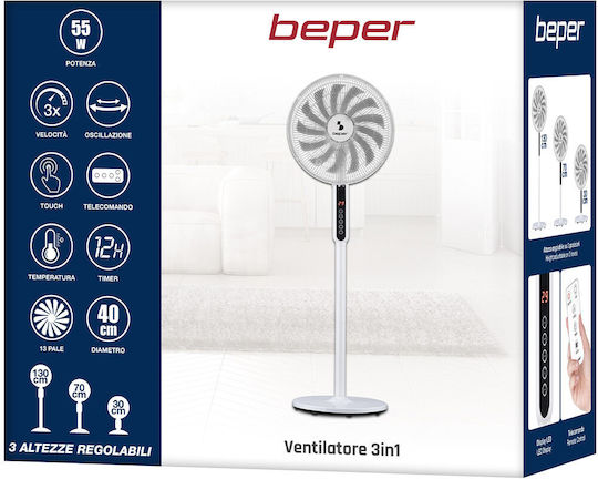 Beper Ventilator Sockel 55W Lüfterdurchmesser 40cm Weiß