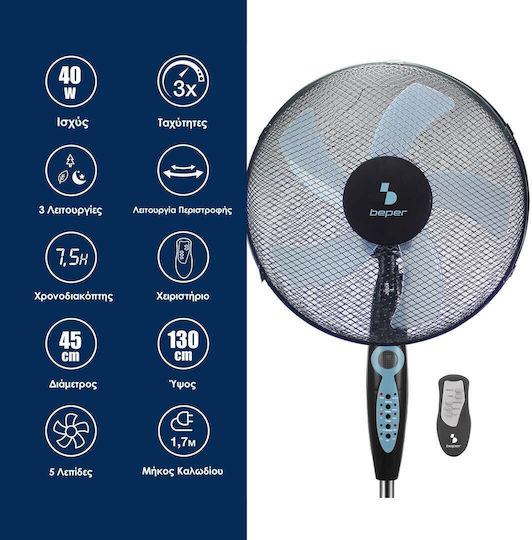 Beper Beper Pedestal Fan 40W Fan Diameter 45cm Blue