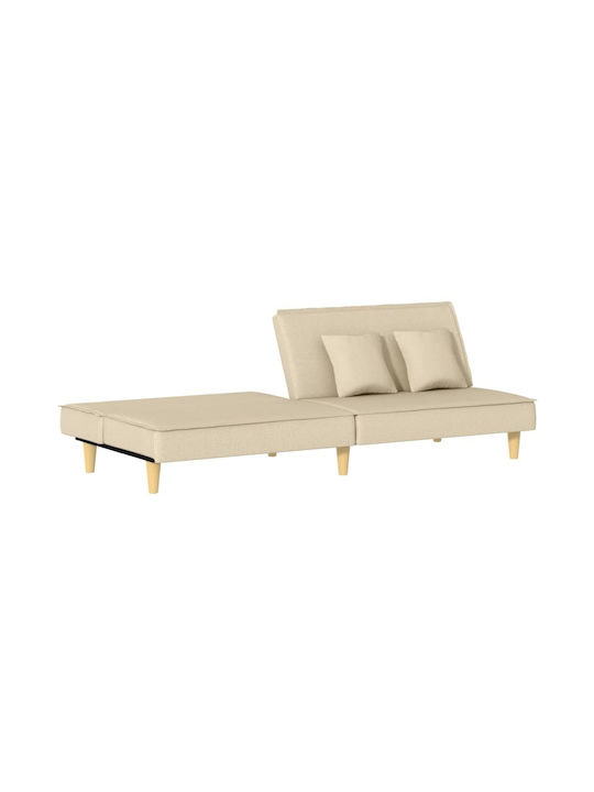Two-Seater Couch Bed Ecru 200x89x70 cm