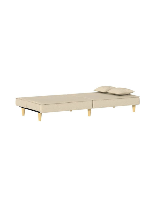 Two-Seater Couch Bed Ecru 200x89x70 cm
