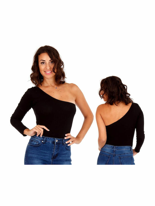 One Shoulder Bodysuit Black