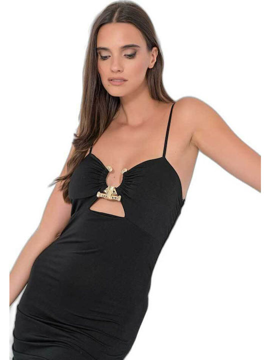Καλοκαιρινό Mini Βραδινό Φόρεμα Μαύρο