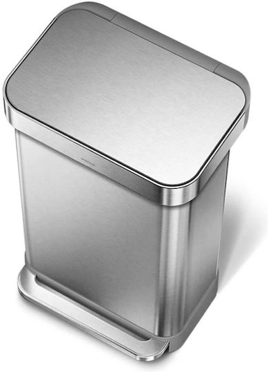 Simplehuman Μεταλλικός Κάδος Απορριμμάτων με Πεντάλ 45lt Inox