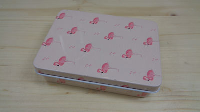 Metallische Schachtel mit Flamingo - A60