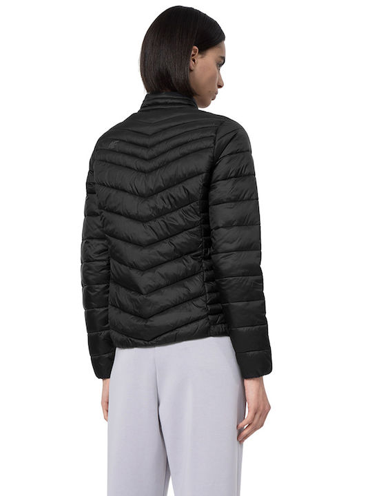 4F Kurz Damen Puffer Jacke für Winter Schwarz