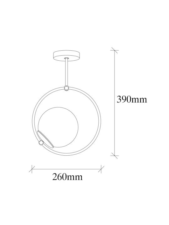 Dolunay Pendant Light Black Ball with Socket E27 26x15x39cm