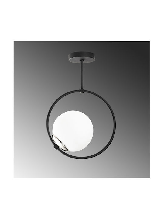 Dolunay Pendant Light Black Ball with Socket E27 26x15x39cm