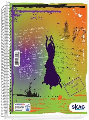 Skag Spiral Notebook Ruled B5 3 Subjects University Fun 1pcs (Μiscellaneous Designs/Colors)