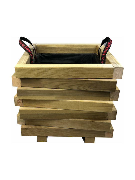 Tesias εισόδου Γλάστρα Ξύλινη Καφέ 30x30x36εκ.