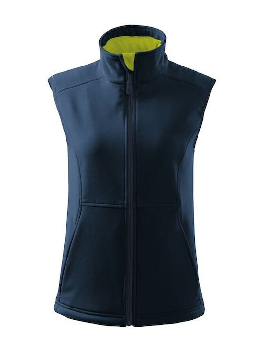 Malfini Women's Short Sports Softshell Jacket Waterproof and Windproof for Winter Navy Blue