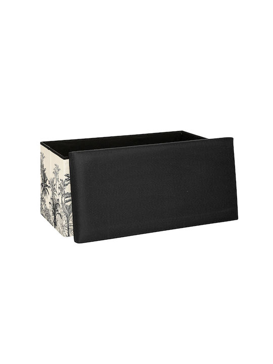 Bench Stool With Storage Space Upholstered With Fabric A-S Benicio Black And White 76x38x38cm