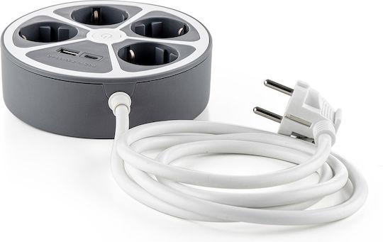Muhler Steckdosenleiste mit 4 Steckdosen, 1 USB-A, 2 USB-C und Schalter