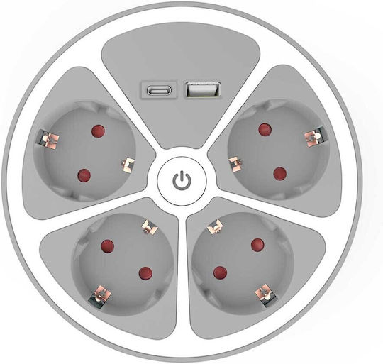 Muhler Steckdosenleiste mit 4 Steckdosen, 1 USB-A, 2 USB-C und Schalter