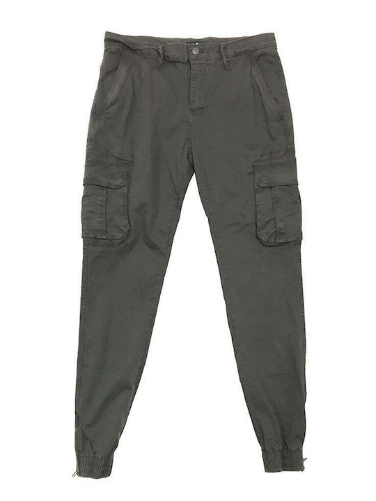 Ustyle Men's Trousers Cargo Elastic Gray